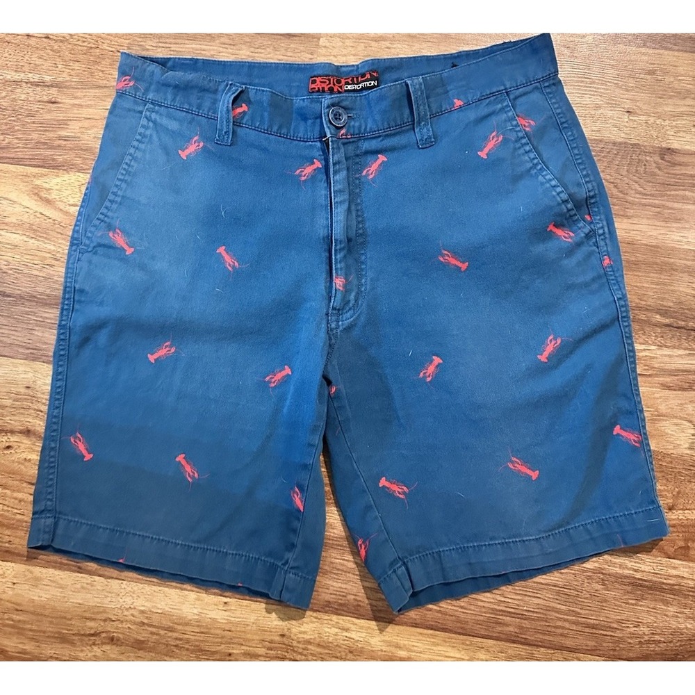 Distortion Men's‎ Blue 100% Cotton With Red Lobsters Size 34
